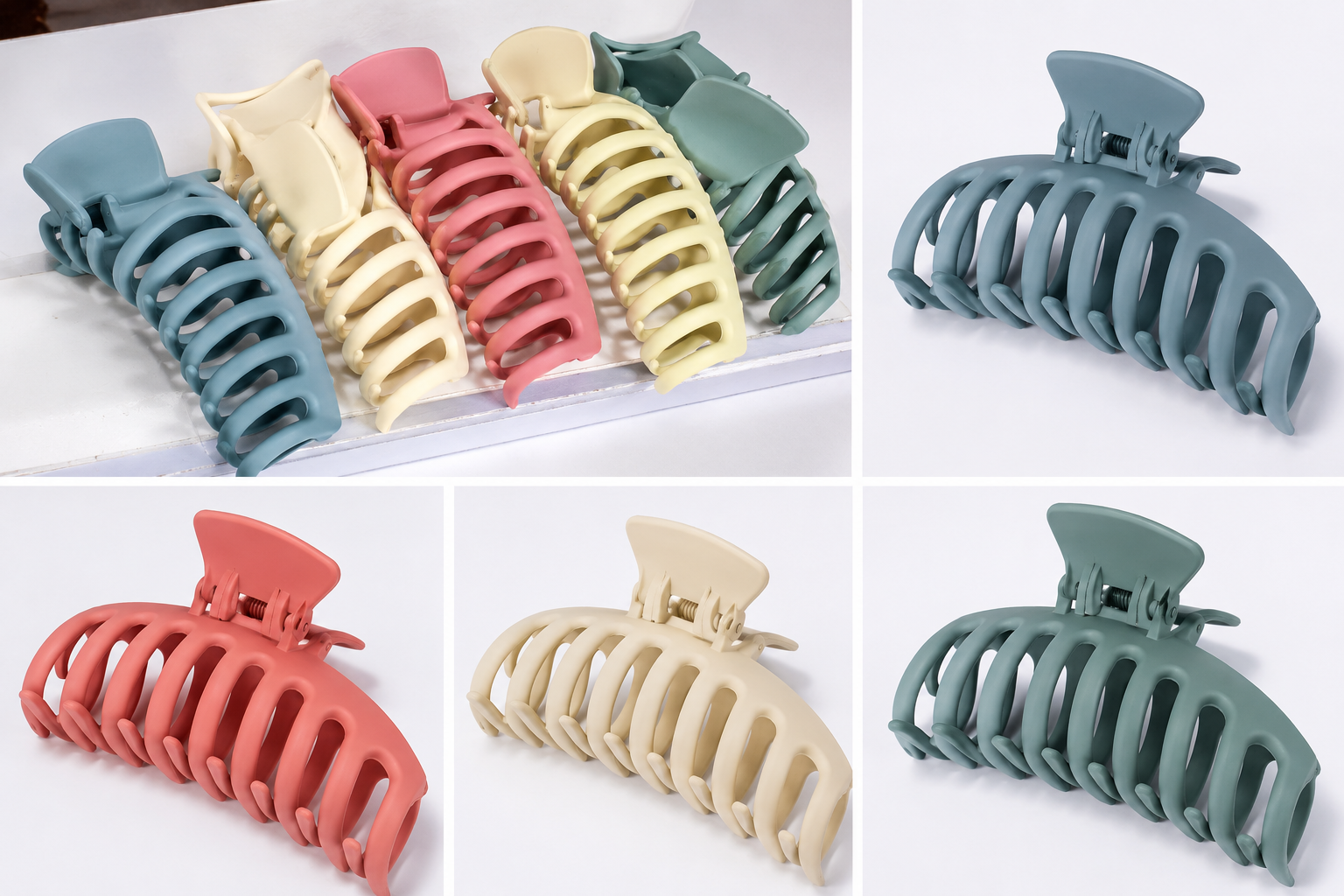Matte, medium size hair claw for all hair types.